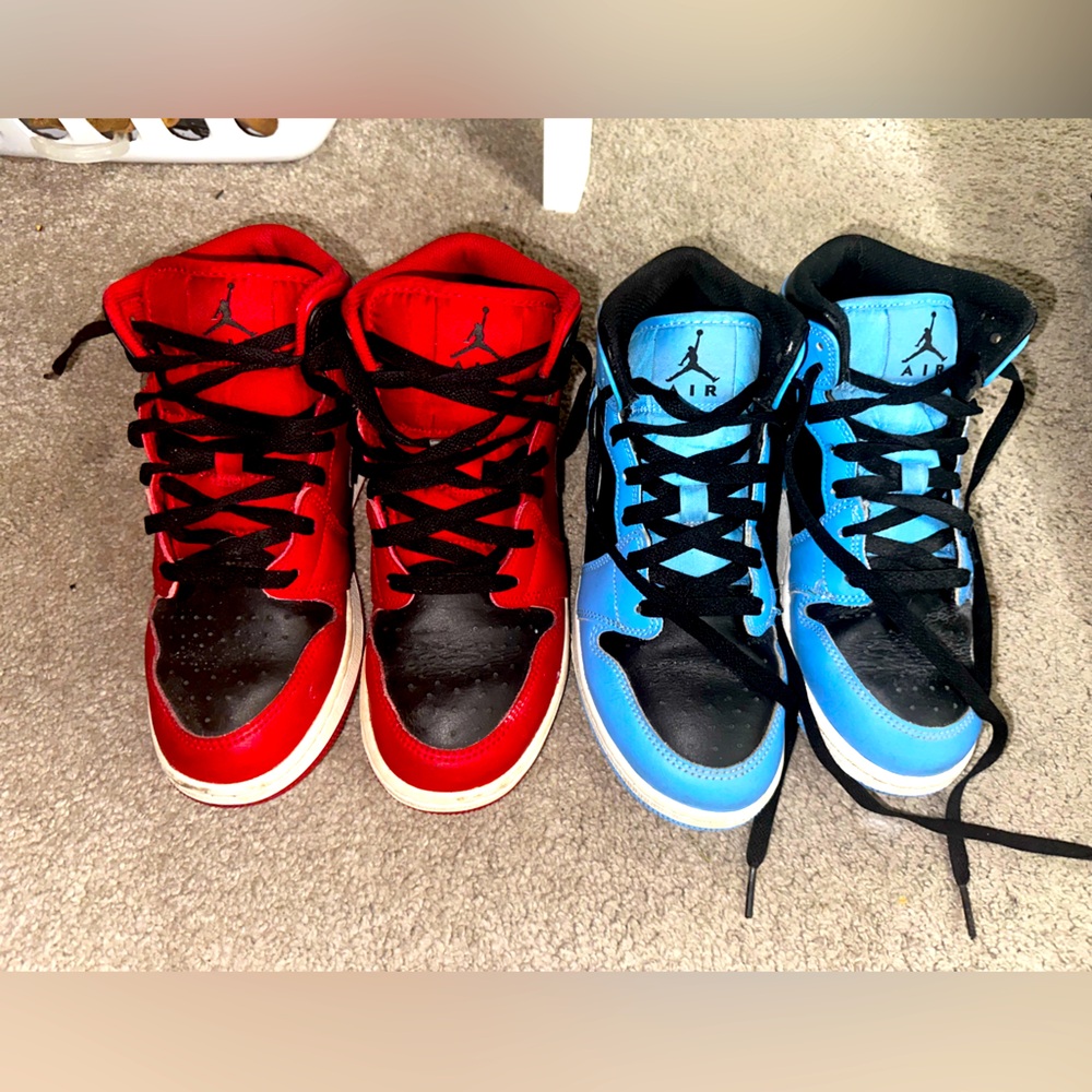 2 pair size 6Y high top Jordans